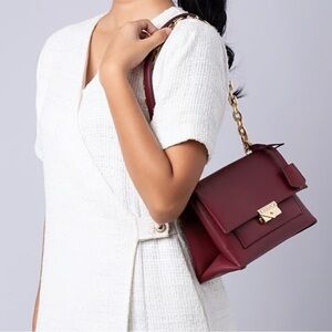 MICHAEL KORS NWT CECE MEDIUM FLAP POCKET SHOULDER CROSSBODY BAG DARK CHERRY